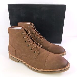 INC International Concepts Men's Tristan Faux Suede Lace Up Boots Tan 11.5M New